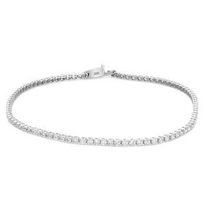 Prong Set Round Cut Diamond Tennis Bracelet 14K White Gold 1.02Ctw 7 Inches